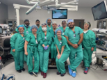 Dr. Jessica Marshall (front center), and her team at the forefront, successfully performed the first surgery at the newly opened AdventHealth Hospital on Palm Coast Parkway in 2023.